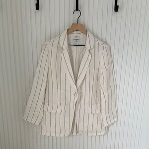 Halston Striped Cream Blazer Size Small